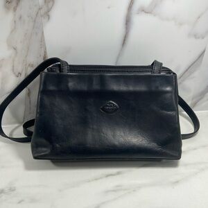Vintage The Trend Black Leather Shoulder or Crossbody Bag